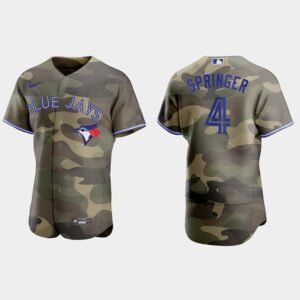George Springer Toronto Blue Jays 2021 National Armed Forces Day Jersey - Camo