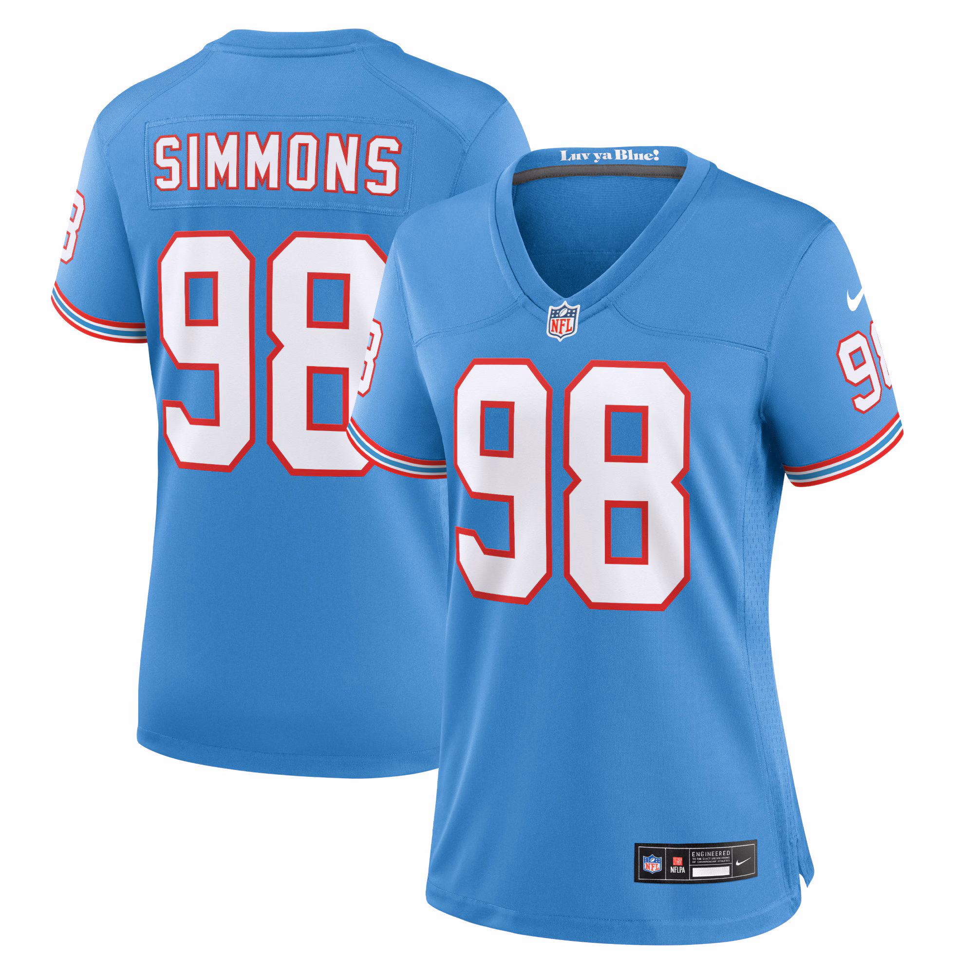 Jeffery Simmons Tennessee Titans Women's Player Jersey - Light Blue