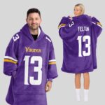 Adult 13 Minnesota Football Unisex Blanket Hoodie
