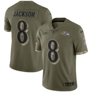 Lamar Jackson Baltimore Ravens  2022 Salute To Service Limited Jersey - Olive