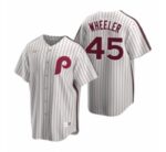 Mens  Philadelphia Phillies 45 Zack Wheeler White Cooperstown Collection Home Stitched Baseball Jersey