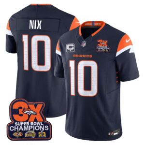 Bo Nix Denver Broncos-Time Champions Patch Vapor Limited Jersey - All Stitched