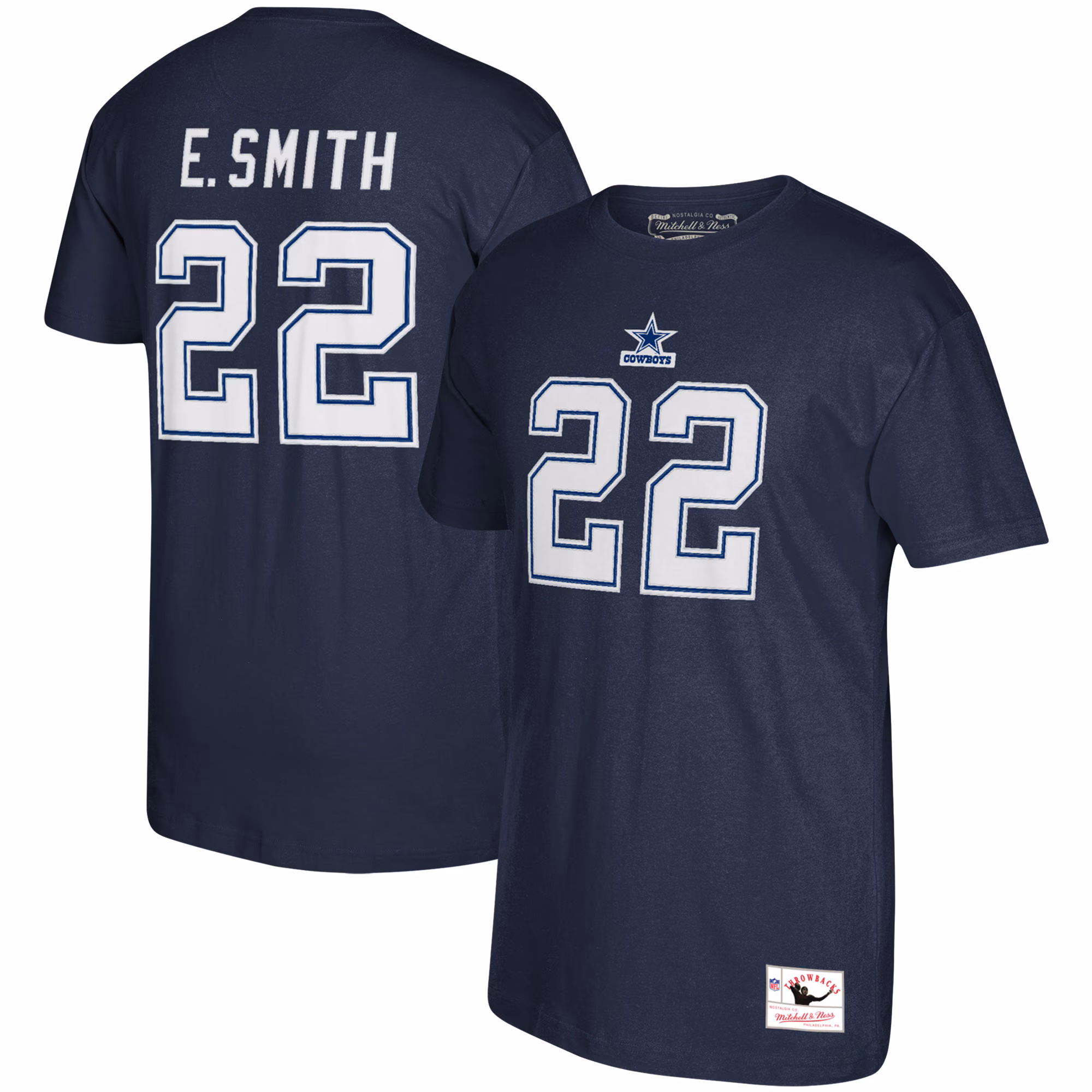Men's Emmitt Smith Navy Dallas Cowboys Retired Player Name & Number T-Shirt
