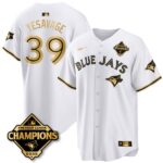 Trey Yesavage #39 Toronto Blue Jays 2025 American League Champions Jersey Stitched White Gold