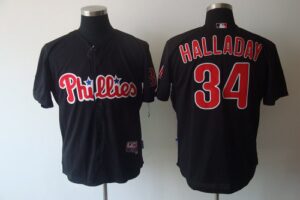 Philadelphia Phillies #34 Roy Halladay Black Stitched Jersey