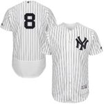 New York Yankees #8 Yogi Berra White Strip Flexbase Collection Stitched Jersey