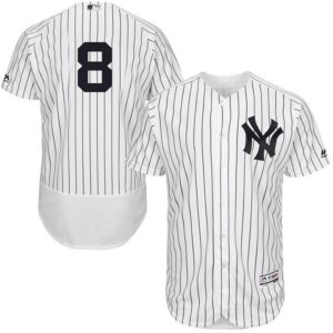 New York Yankees #8 Yogi Berra White Strip Flexbase Collection Stitched Jersey