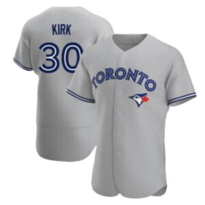 Men's Toronto Blue Jays #30 Alejandro Kirk Grey Away Flex Base Stitched Jersey