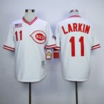 Mitchell And Ness 1990 Cincinnati Reds #11 Barry Larkin White Throwback Stitched Jersey