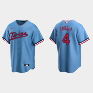Men's Minnesota Twins #4 Carlos Correa Cool Base Alternate Jersey - Light Blue