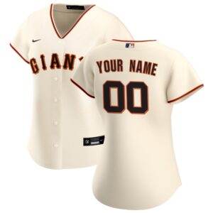 Women's San Francisco Giants #00 Cream Home Replica Custom Jersey