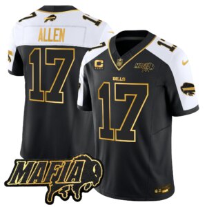Josh Allen #17 Buffalo Bills BUF 2024 Bills Mafia Patch Gold Vapor Limited Jersey - All Stitched