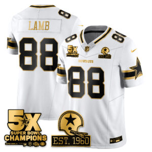 CeeDee Lamb #88 Dallas Cowboys Time Champions Patch Vapor Limited Gold Jersey - All Stitched