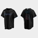 Men's Miami Marlins #5 Jon Berti Alternate Black Jersey