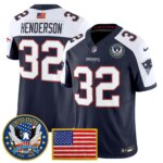 TreVeyon Henderson #32 New England Patriots United States 250th Anniversary Patch Vapor Limited Jersey - All Stitched