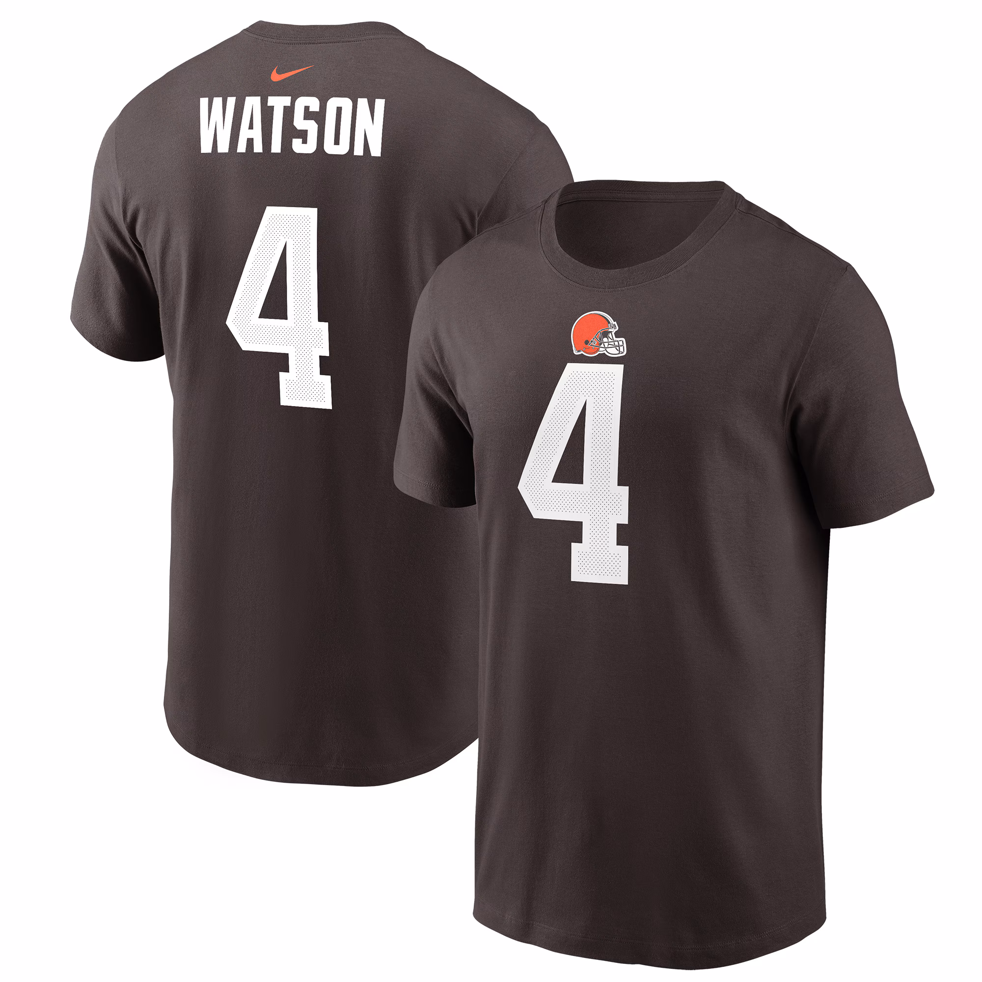 Men's Deshaun Watson Brown Cleveland Browns Player Name & Number T-Shirt