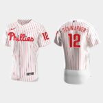 Men's Philadelphia Phillies #12 Kyle Schwarber White Home Flex Base Jersey