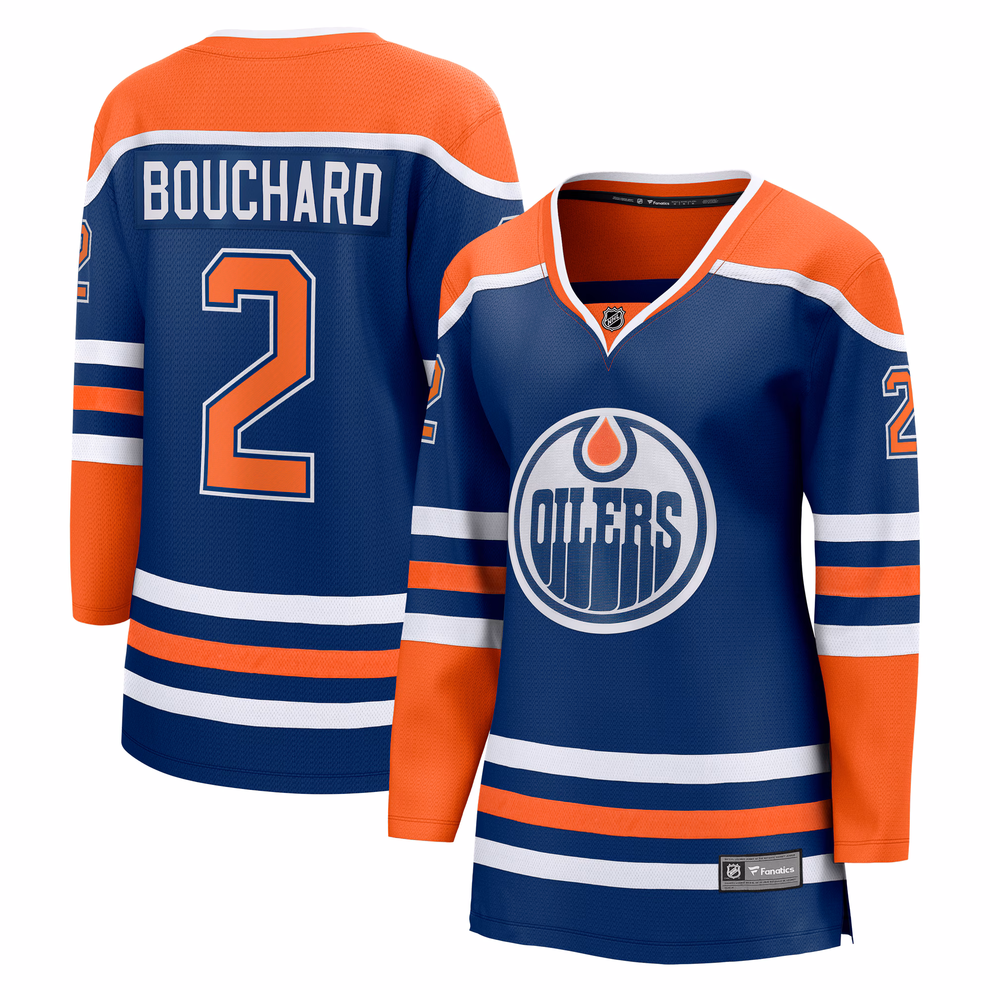 Women's Edmonton Oilers Evan Bouchard #2 Fanatics Royal Home Breakaway Player Jersey