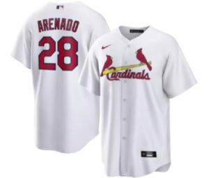 Men's St. Louis Cardinals #28 Nolan Arenado Replica Cool Base White Jersey