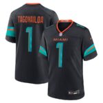 Tua Tagovailoa #1 Miami Dolphins 2025 Rivalries Collection Game Jersey - Pitch Blue