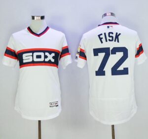 Chicago White sox #72 Carlton Fisk White Flexbase Collection Alternate Home Stitched Jersey