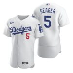 Men's Los Angeles Dodgers #5 Corey Seager  White 2020 Flex Base Jersey