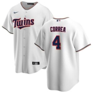 Men's Minnesota Twins #4 Carlos Correa Home White Jersey