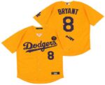 Men's Los Angeles Dodgers #8 Kobe Bryant Yellow KB Patch Stitched Cool Base  Jersey