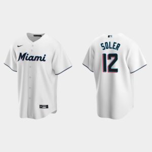 Men's Miami Marlins #12 Jorge Soler White Home Jersey