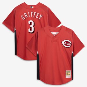 Cincinnati Reds Ken Griffey Jr. #30 Mitchell & Ness Red Authentic Batting Practice Jersey