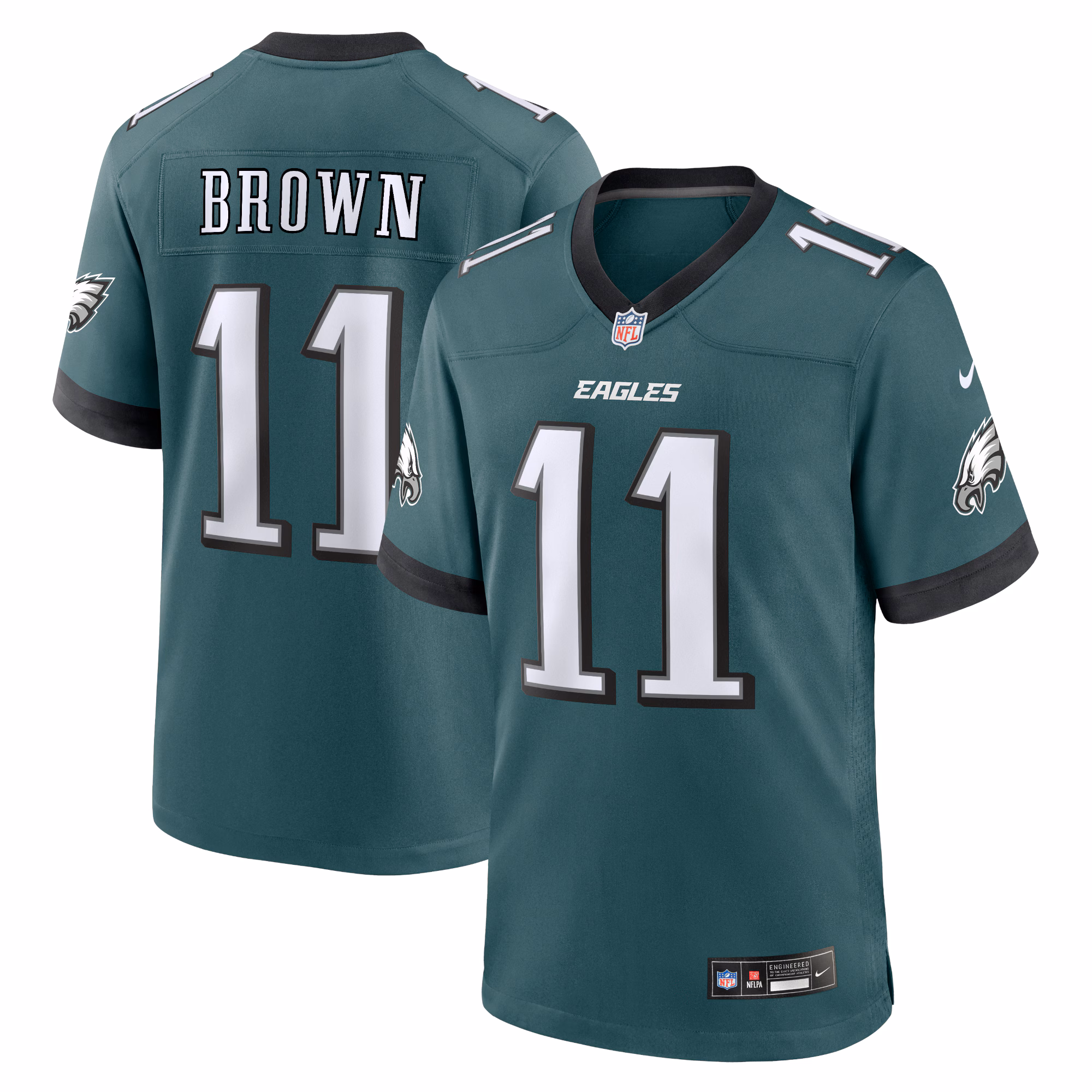 A.J. Brown Philadelphia Eagles #11 Team Game Jersey - Midnight Green