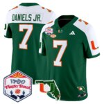 CJ Daniels #7 Miami Hurricanes MIA 2026 The Fiesta Bowl & Florida Patch Vapor Limited Jersey - All Stitched