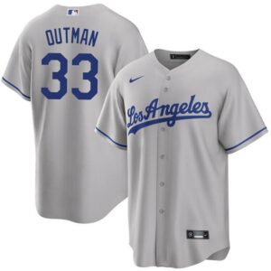 Men's Los Angeles Dodgers #33 James Outman Gray Alternate Cool Base Jersey