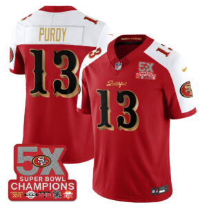 San Francisco 49ers Brock Purdy # 13 SF Rivalries 5-Time Champions Patch Vapor Limited Jersey - All Stitched