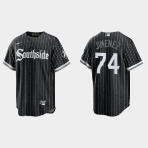 Men's Chicago White Sox #74 Eloy Jimenez Black 2021 City Connect Cool Base Jersey