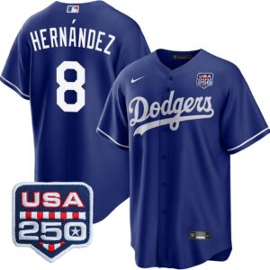 Enrique Hernández #8 Los Angeles Dodgers 250th Patch Alternate Jersey - Royal