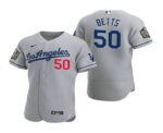Men's Los Angeles Dodgers #50 Mookie Betts Gray 2020 World Series Road Flex Base  Jersey