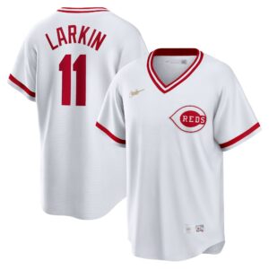 Men's Cincinnati Reds Barry Larkin  White Home Cooperstown Collection Player Jersey