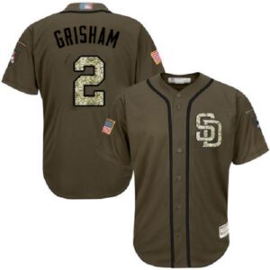 Men's San Diego Padres #2 Trent Grisham Green Salute to Service Stitched Jersey