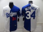 Men's Los Angeles Dodgers #34 Toro Valenzuela Royal-White Split Cool Base Stitched Jersey