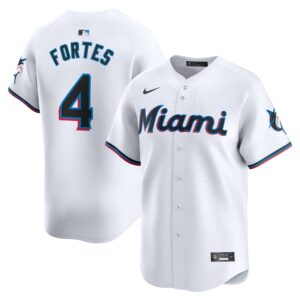 Men's Miami Marlins Nick Fortes  White Home Limited Player Jersey