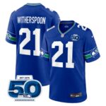 Seattle Seahawks Devon Witherspoon #21 Royal Alternate 50th Season Game Jersey