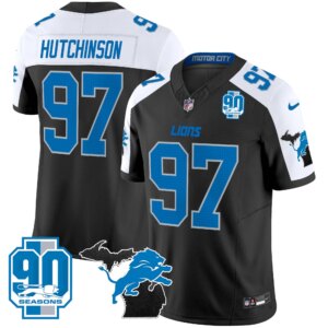 Hutchinson #97 Detroit Lion 2025 Michigan & 90th Year Patch Vapor Jersey - All Stitched