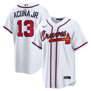 Atlanta Braves Ronald Acuña Jr. #13 White Home Replica Jersey