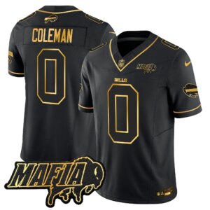 Keon Coleman #0 Buffalo Bills BUF 2024 Bills Mafia Patch Gold Vapor Limited Jersey - All Stitched