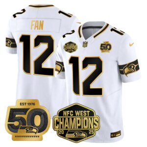 12th Fan #12  Seattle Seahawks SEA 2026 NFC West Champions Limited Jersey - 50th Season Patch - All Stitched