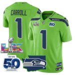 Pete Carroll #1 Seattle Seahawks Super Bowl LX Patch Game Jersey - All Stitched