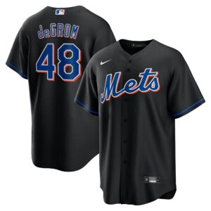 Men's New York Mets Jacob deGrom  Black 2022 Alternate Replica Player Jersey