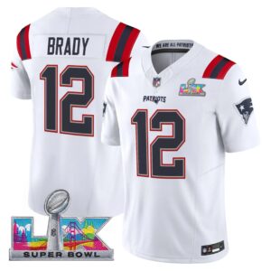 Tom Brady #12 New England Patriots Super 2025 Bowl LX Patch Retired Game Jersey - White