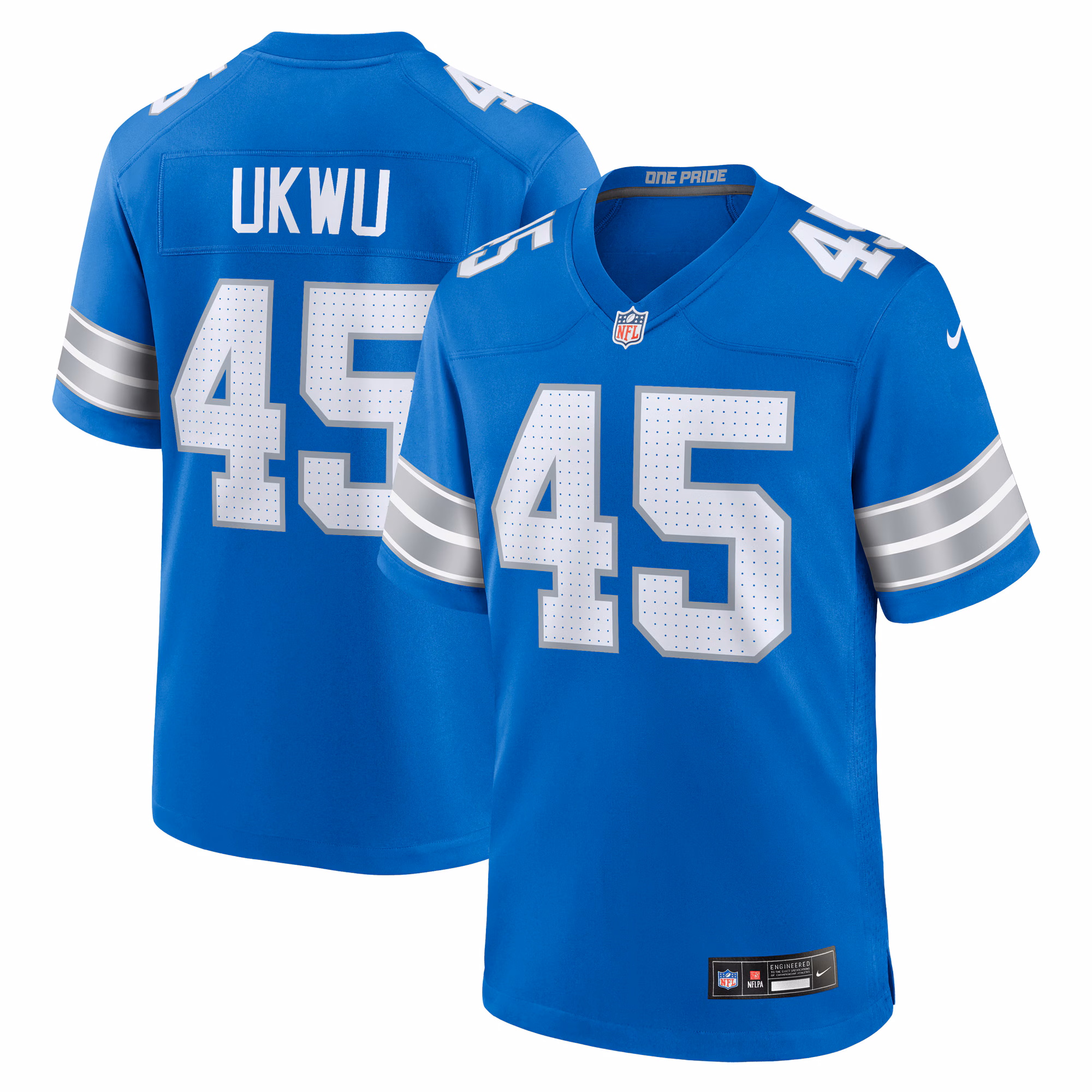 Isaac Ukwu Detroit Lions Game Jersey -  Blue